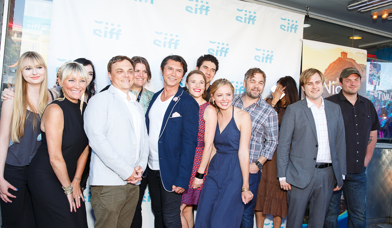 The Night Stalker Premiere, SIFF 2016. Director Megan Griffiths and Actor Lou Diamond Phillips with cast & crew. Photo Credit: Imaginary Rich