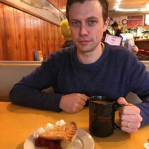 Anthonie Tonnon - from his Facebook page. I believe this was taken last time he was in Seattle. Pie + coffee = yum.