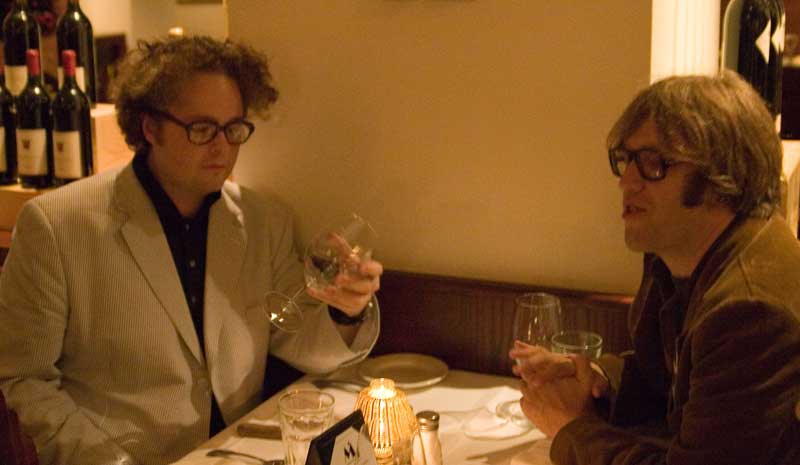 Sean Nelson and John Roderick talking about the life and times of Harvey Danger and the Long Winters at Morton's Steak House. Photo: Brian Teutsch