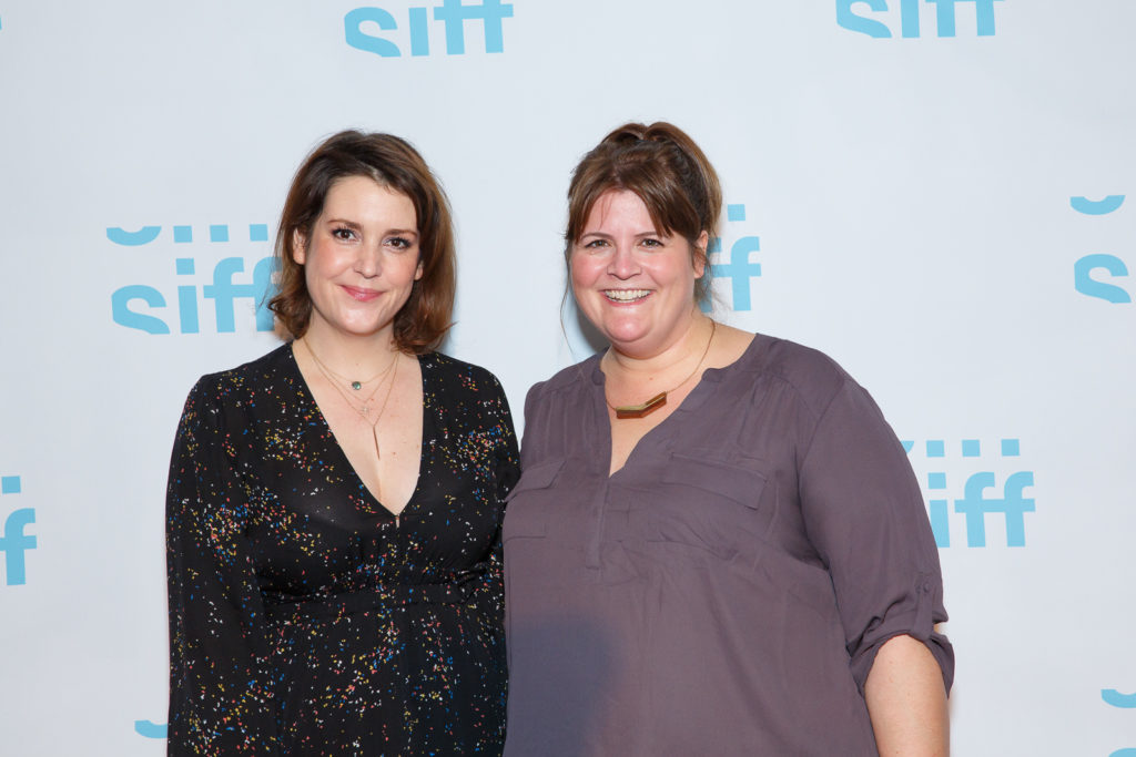Melanie Lynskey and Megan Griffiths on the SIFF red carpet for SADIE