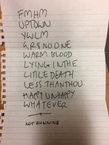 The Beths set list at the Timbre Room (Seattle) / Oct 2, 2018 / Photo by Sean Tollefson