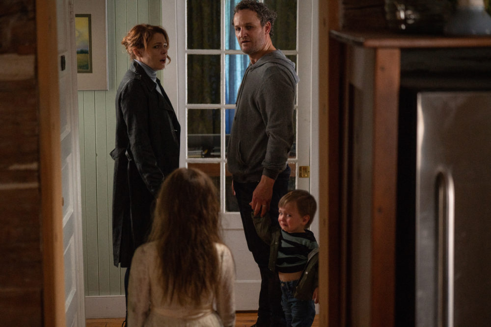 Clockwise, Top Left: Amy Seimetz as Rachel, Jason Clarke as Louis, Hugo Lavoie as Gage, and Jeté Laurence as Ellie in PET SEMATARY, from Paramount Pictures.