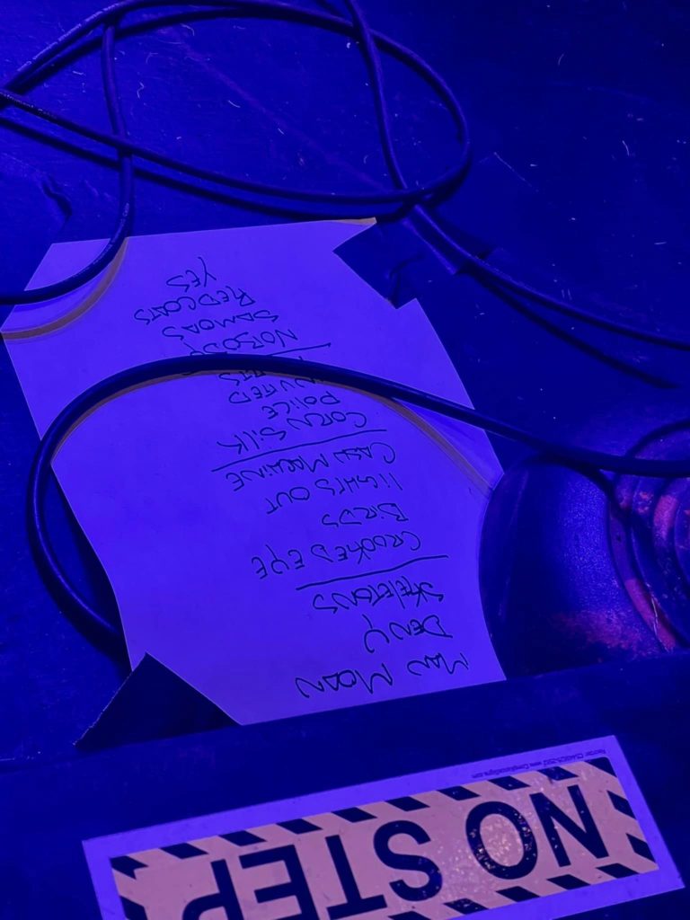 The Divorce's set list for the night {Photo: Philip LaRose} - at The Tractor Tavern at the TIG 20th Anniversary Show