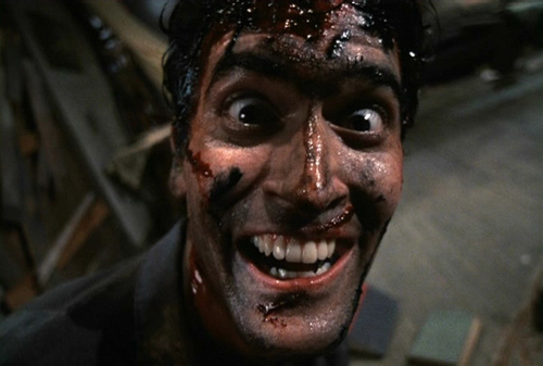 Bruce Campbell freaks out in Evil Dead 2